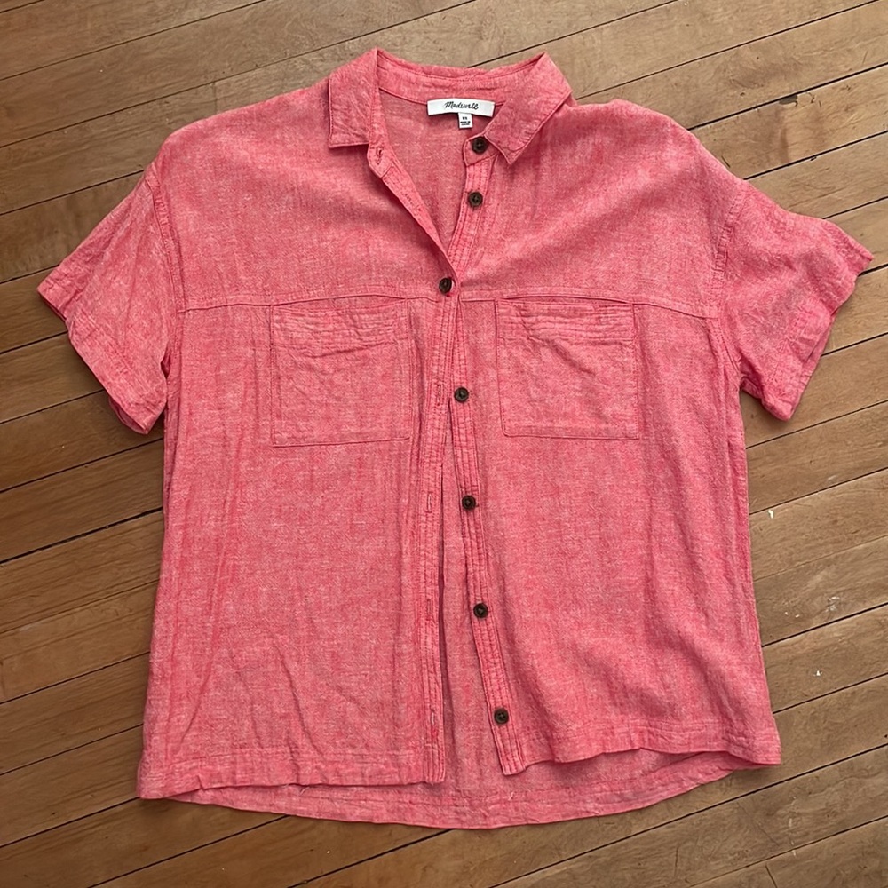 Madewell Linen Blend Portside Shirt (PINK) XS